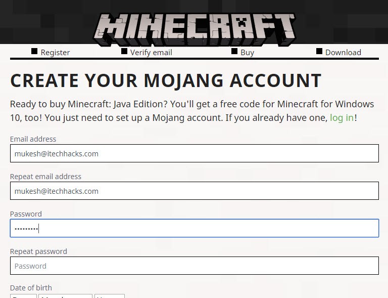 Minecraft emails and passwords 2018